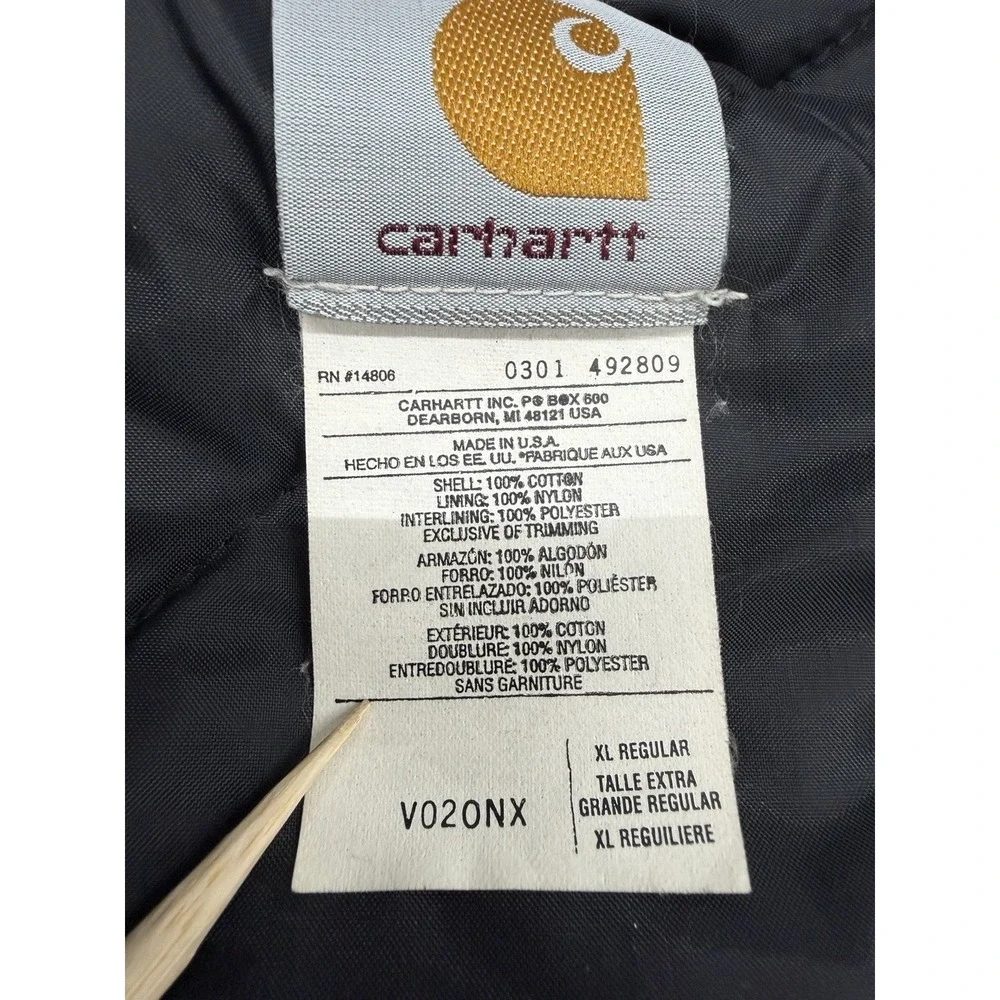 Vintage Carhartt Men's XL Black Vest Canvas Jacket Quilt Lined USA Union Stamp